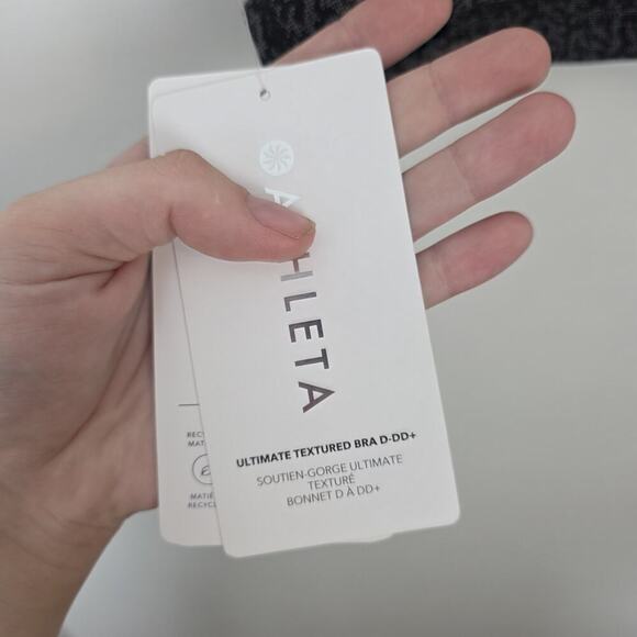 Athleta Grey Black Fitness Workout Padded Ultimate Textured Sports Bra Size XS - Picture 5 of 9